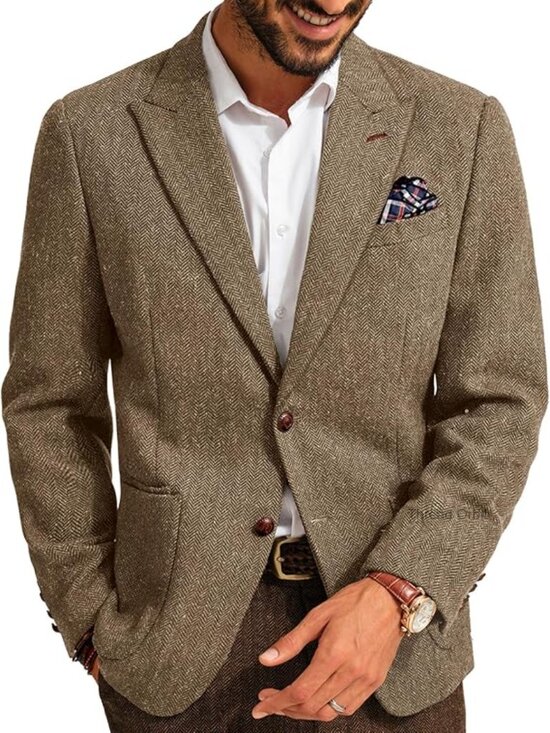 Other - Vintage Herringbone Tweed Blazer Wool Blend Sport Coat Modern Fit